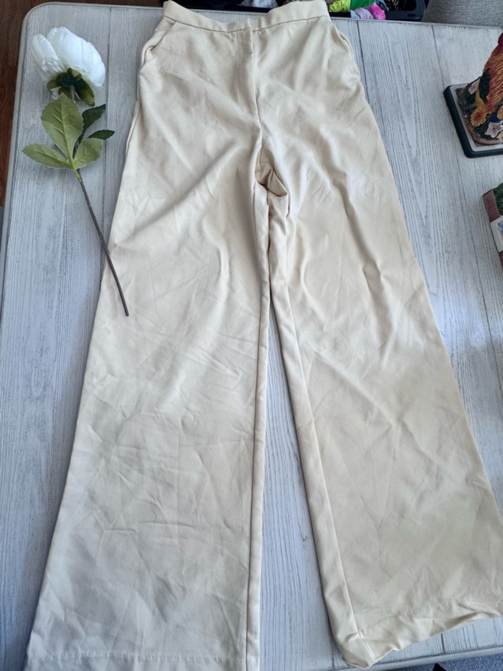 Yellow Wide-Leg Women's Trousers